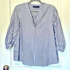 Navy and white striped nautical Pomander Place Tuckernuck top